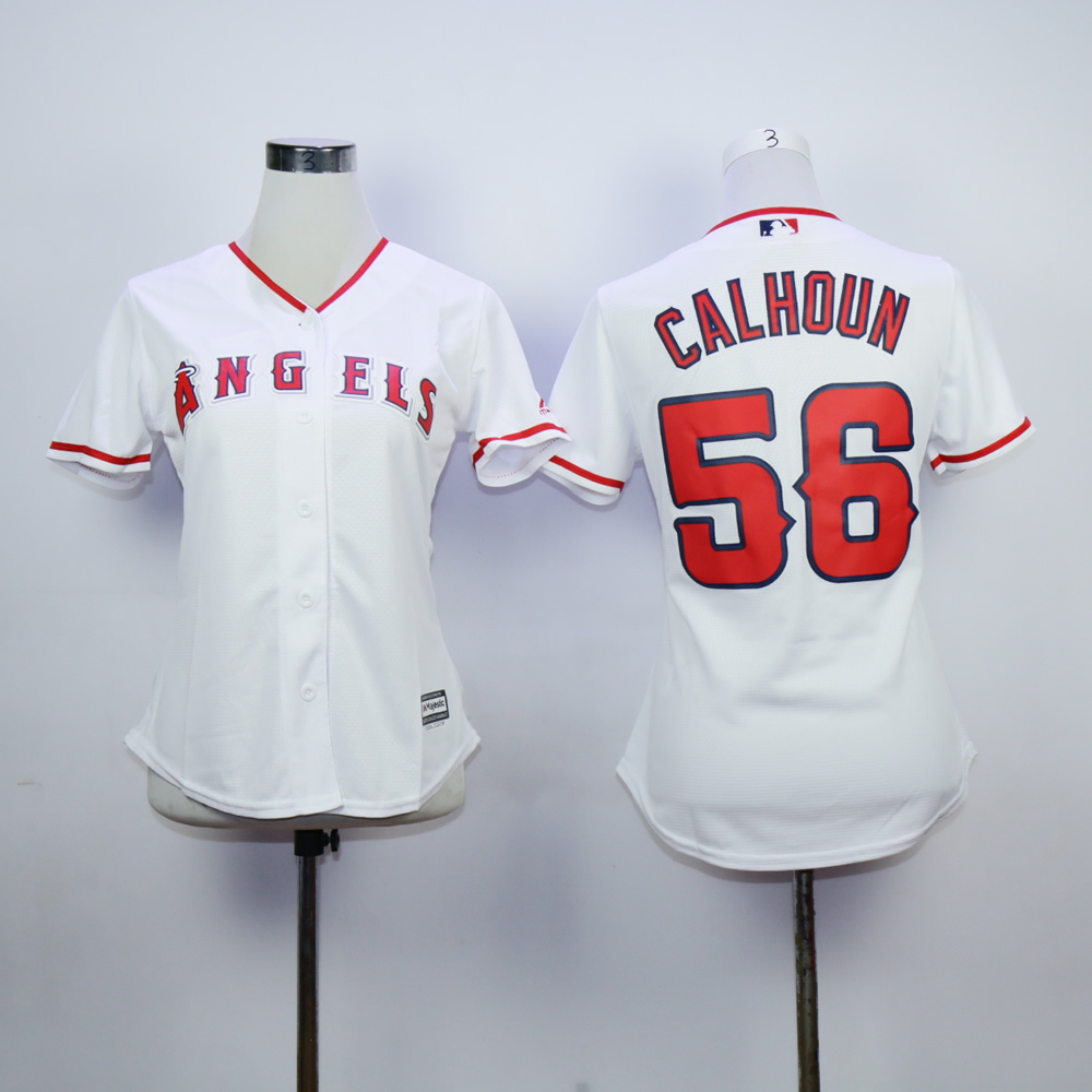 Women Los Angeles Angels 56 Calhoun White MLB Jerseys
